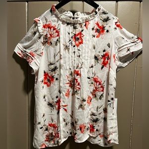 NWT floral, pleated front blouse